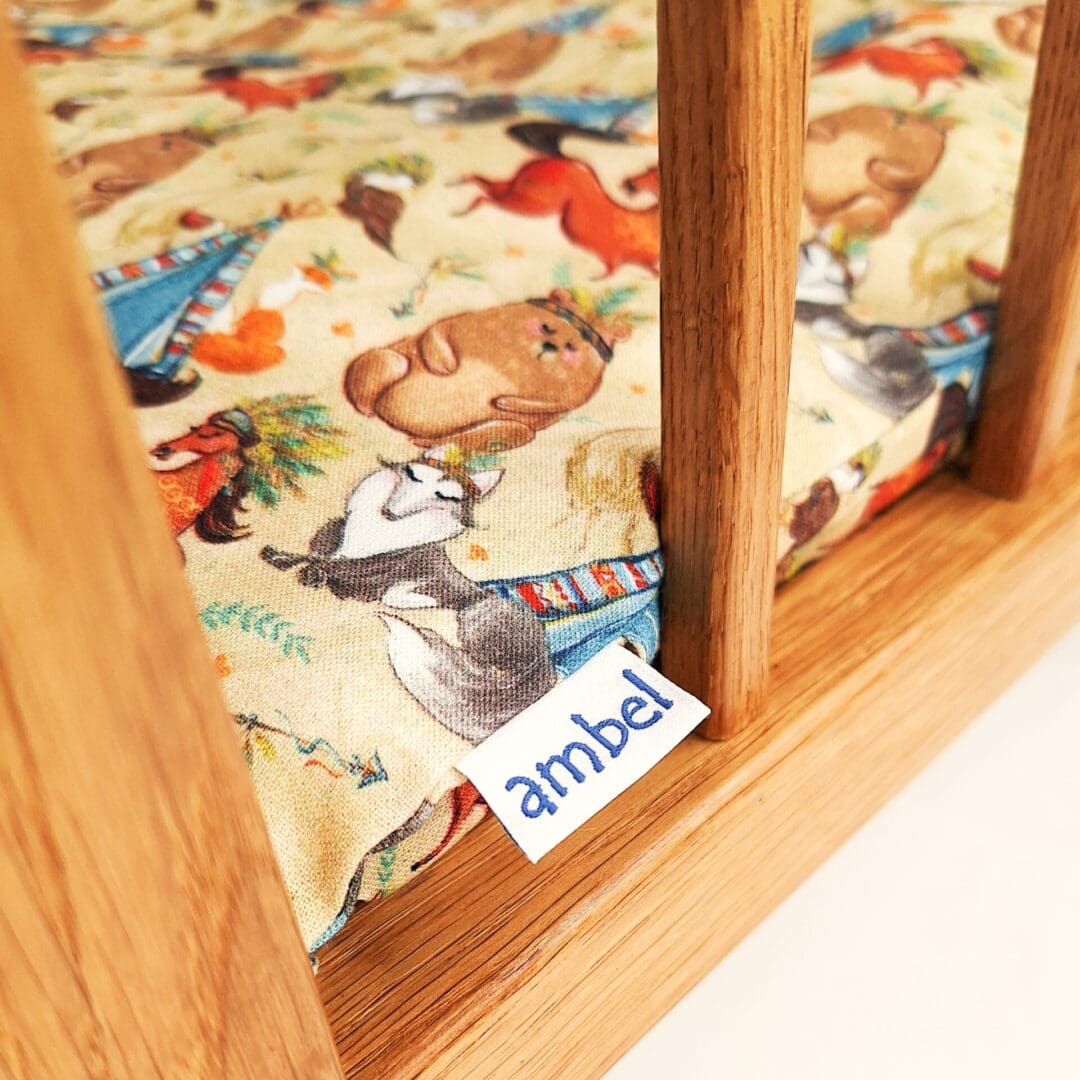 Animal Adventure - New Dolls Cradle Bed Cot With Vintage Vibes, Oak Or Beech Frame, Timeless Fabrics Made By Ambel Crafts - Image 7
