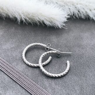 silver half hoop earrings