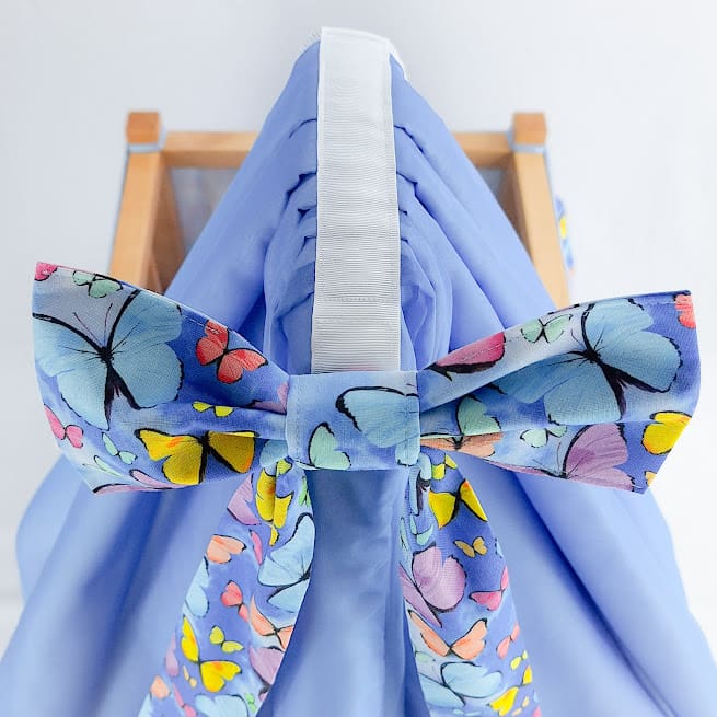 Butterfly Blues - Oak Or Beech Framed Dolls Cot With Canopy By Ambel Crafts - Image 2