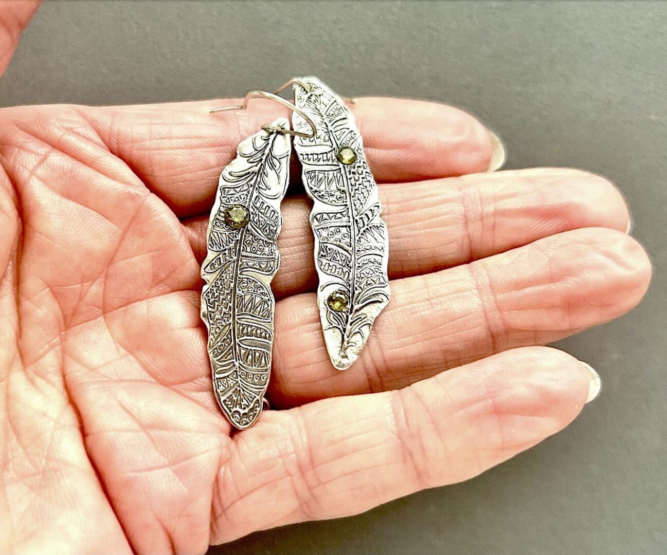 Fine Silver Handmade Feather Earrings - Image 3