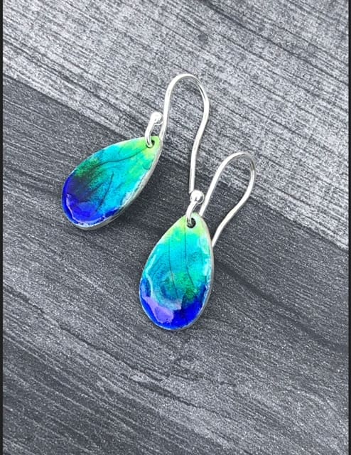 Enamel Peacock Earrings - Image 2