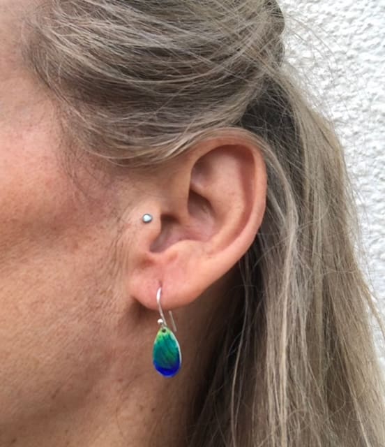 Enamel Peacock Earrings - Image 5