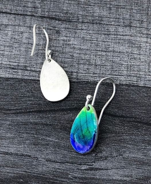 Enamel Peacock Earrings - Image 3