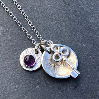 Amethyst Charm Silver Necklace,