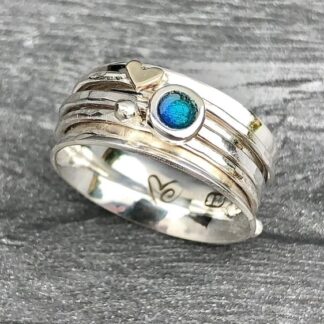 Gold Heart and Enamel Spinner Ring