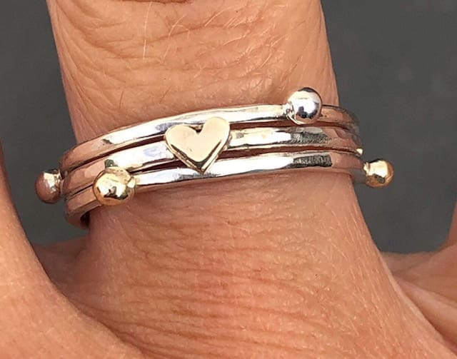 Gold Heart Stack Ring - Image 2