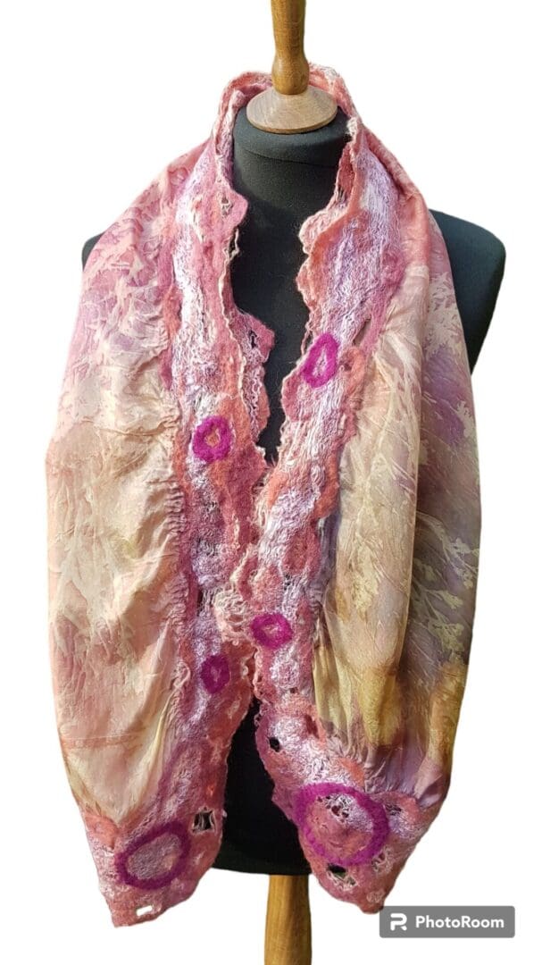 Botanic Garden: Pink Silk and Wool Scarf or Shawl - Image 5