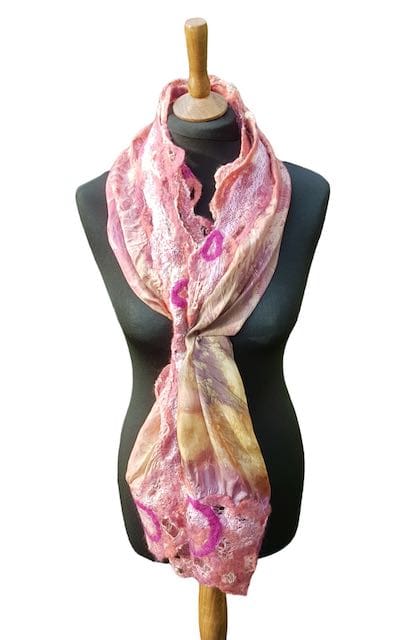 Botanic Garden: Pink Silk and Wool Scarf or Shawl - Image 4