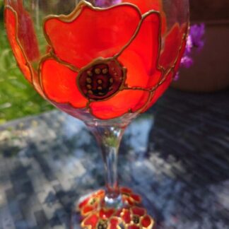 Hand-painted GIN glass 'Poppies' 645ml