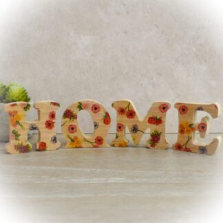 Wooden HOME letters with floral decoupage design