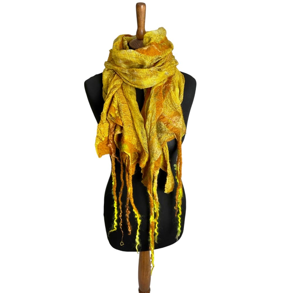 Marigold Silk Wool Scarf marian may textile art