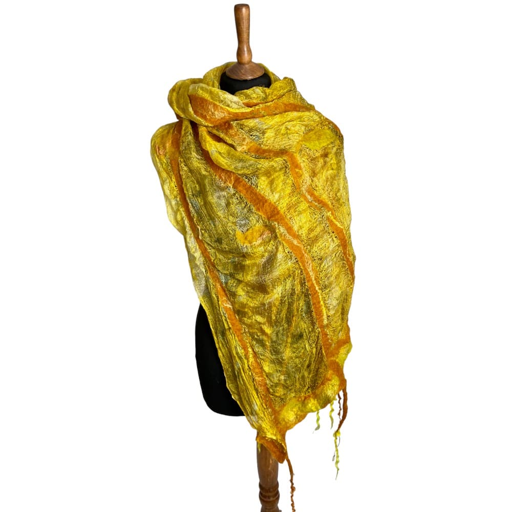 Marigold Silk Wool Scarf marian may textile art