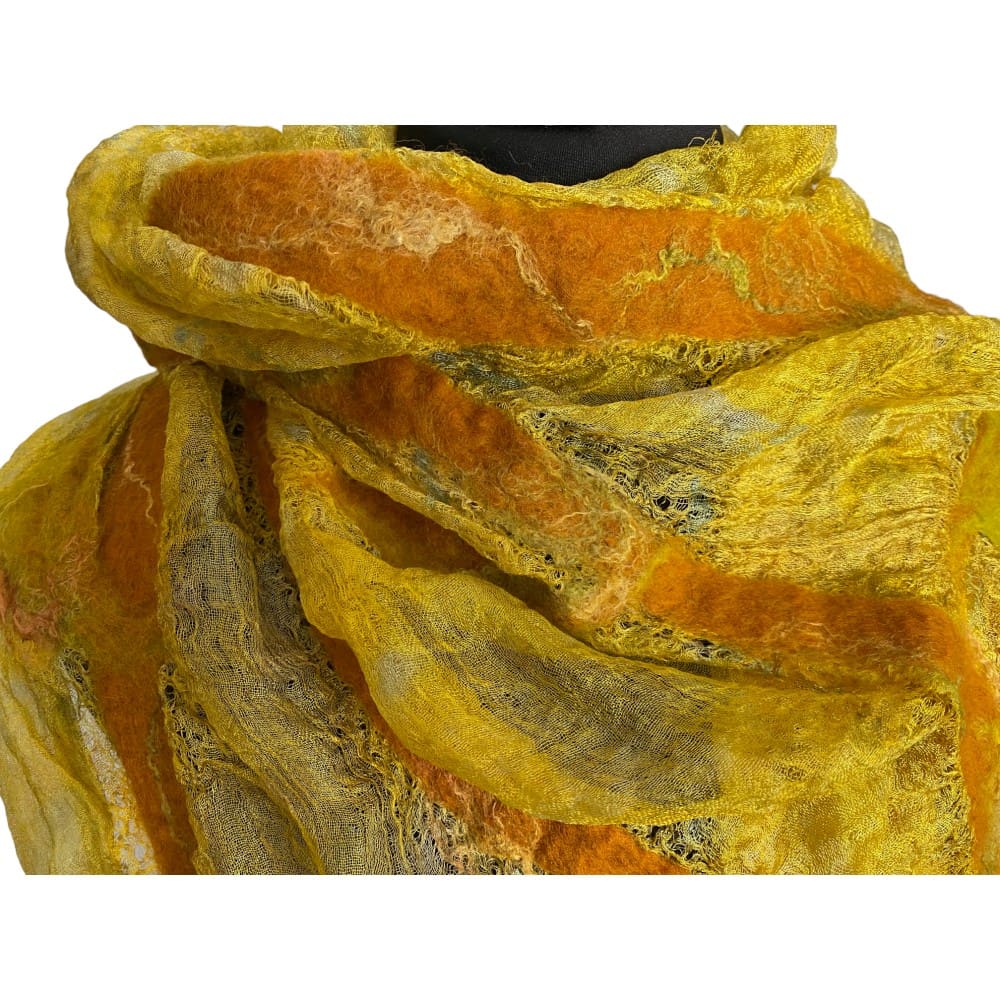 Marigold Silk Wool Scarf marian may textile art