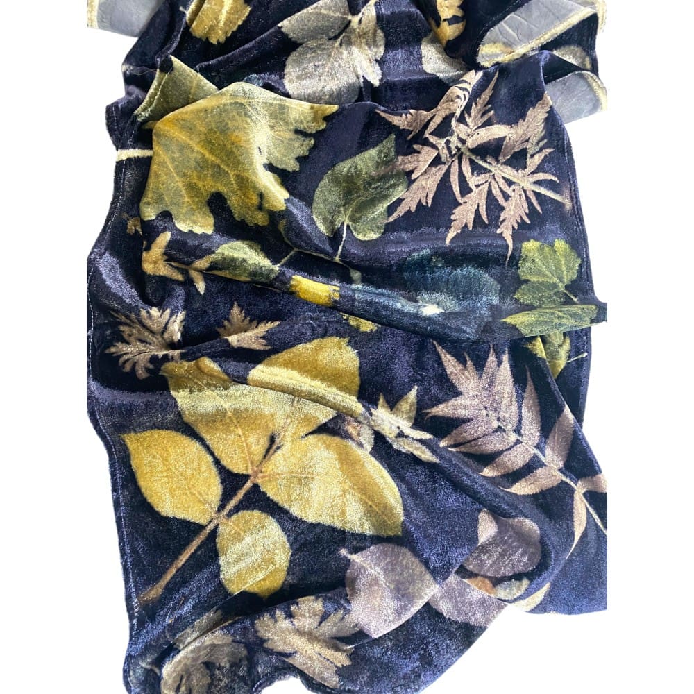 Midnight Garden Silk Velvet Scarf Shawl marian may textile art