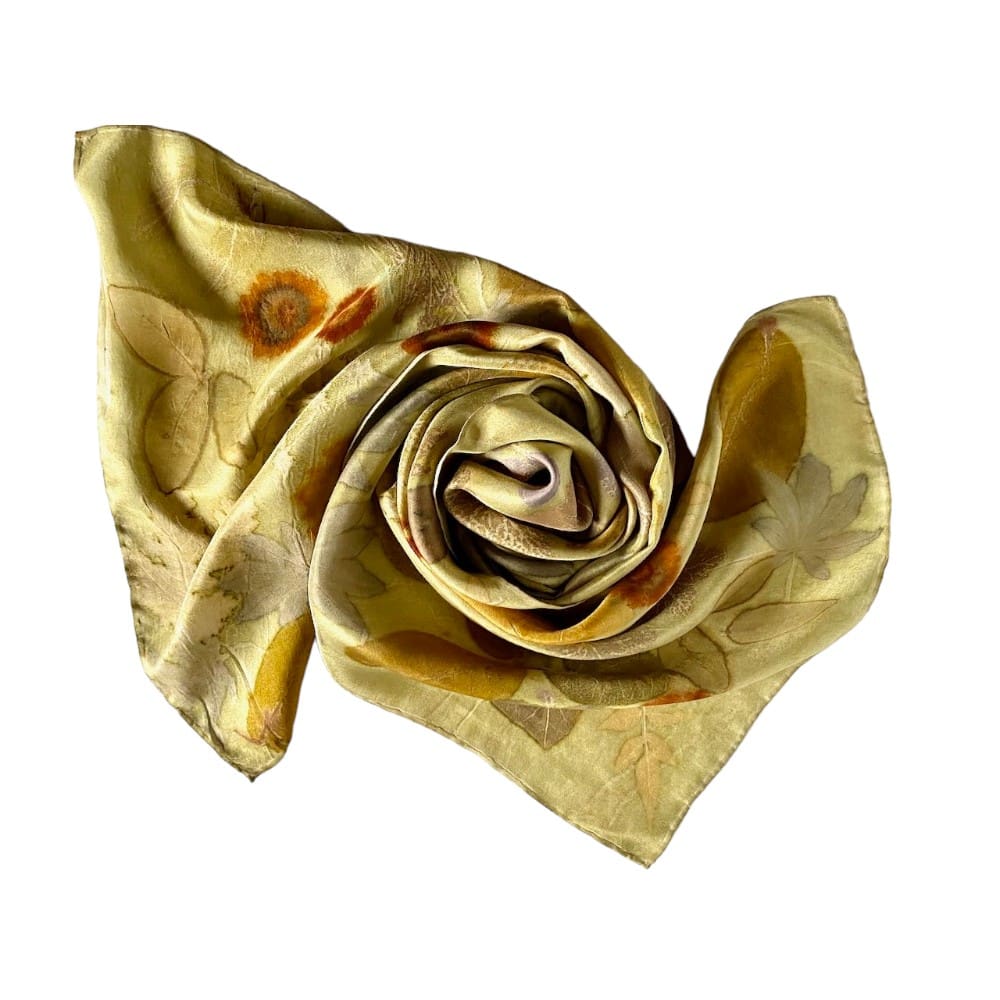 Spring Greens: Botanically Printed Silk Twill Scarf Wrap - Image 3
