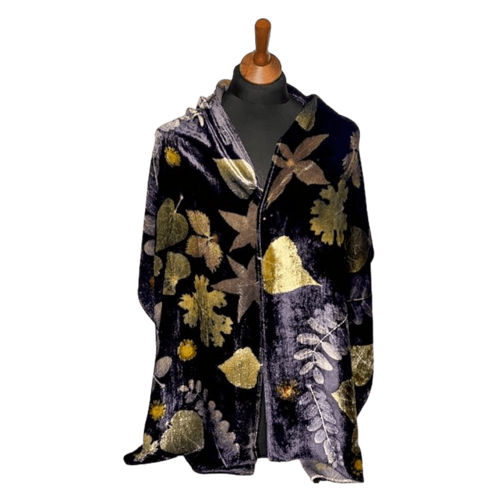 Midnight Velvet silk velvet scarf botanical prints marian may textile art
