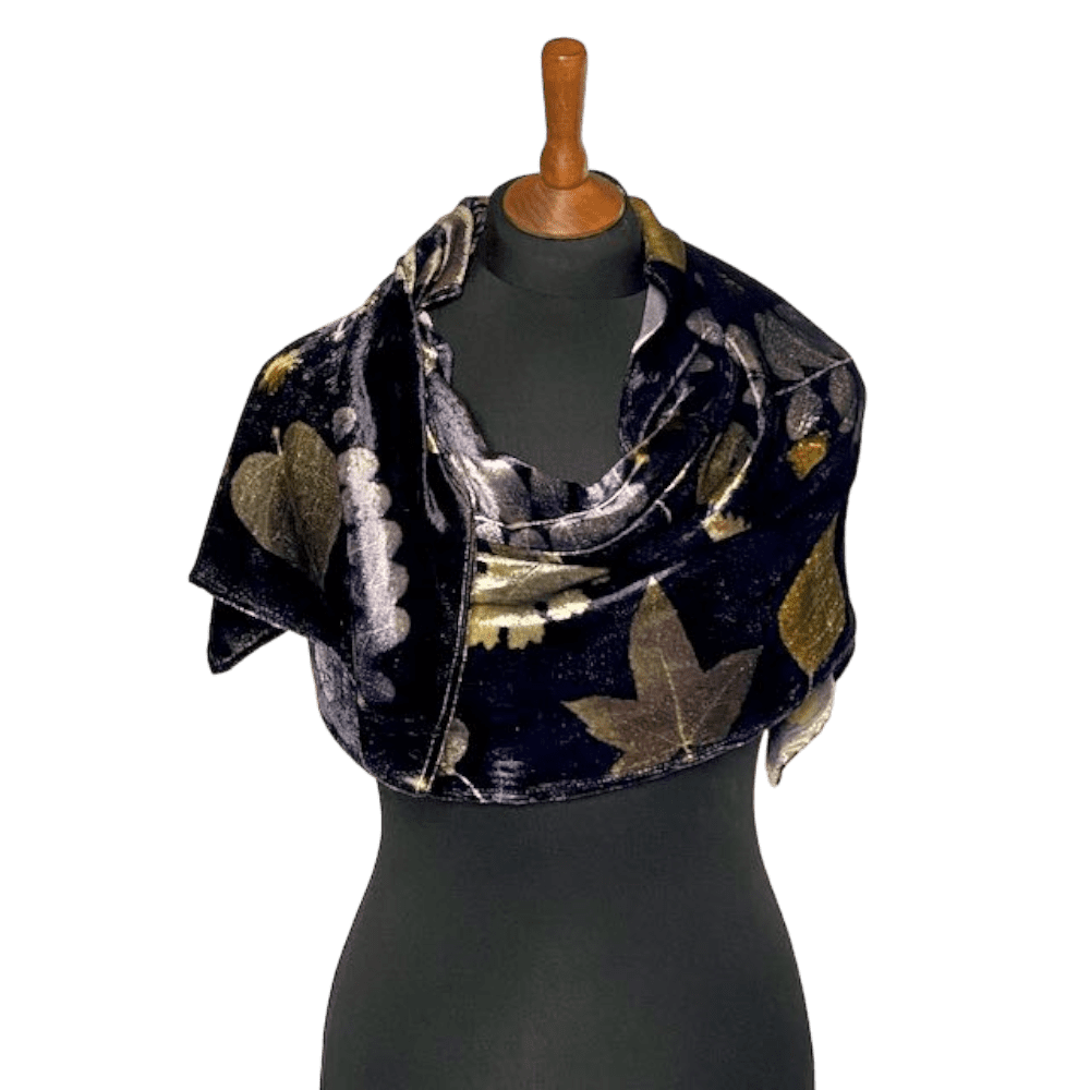 Midnight Velvet silk velvet scarf botanical prints marian may textile art