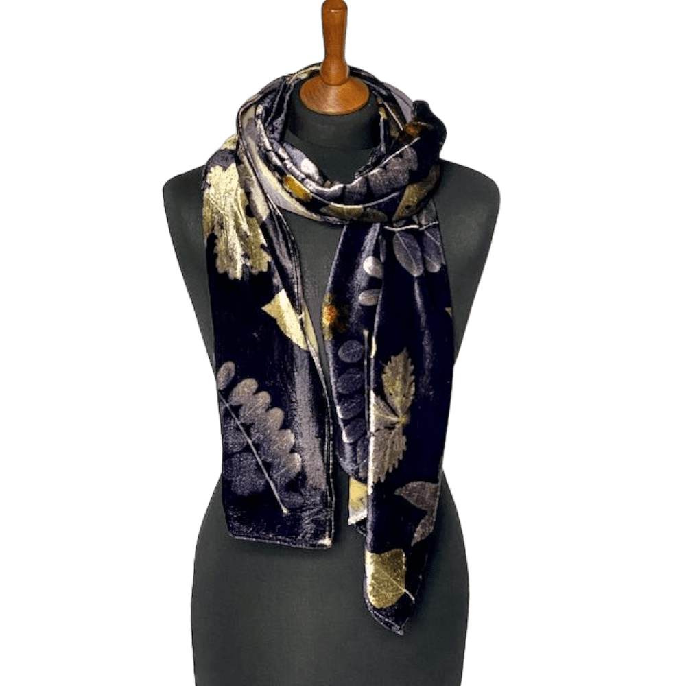 Midnight Velvet silk velvet scarf botanical prints marian may textile art