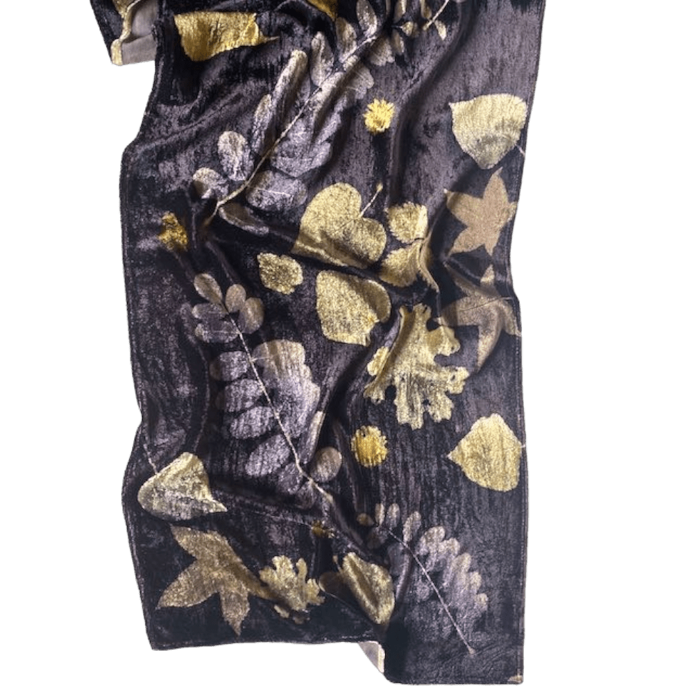 Midnight Velvet silk velvet scarf botanical prints marian may textile art