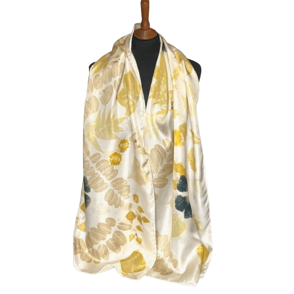 hollyhock flower silk twill scarf botanical prints 23202 marian may textile art