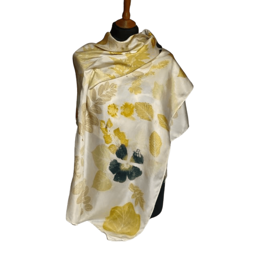 hollyhock flower silk twill scarf botanical prints 23202 marian may textile art