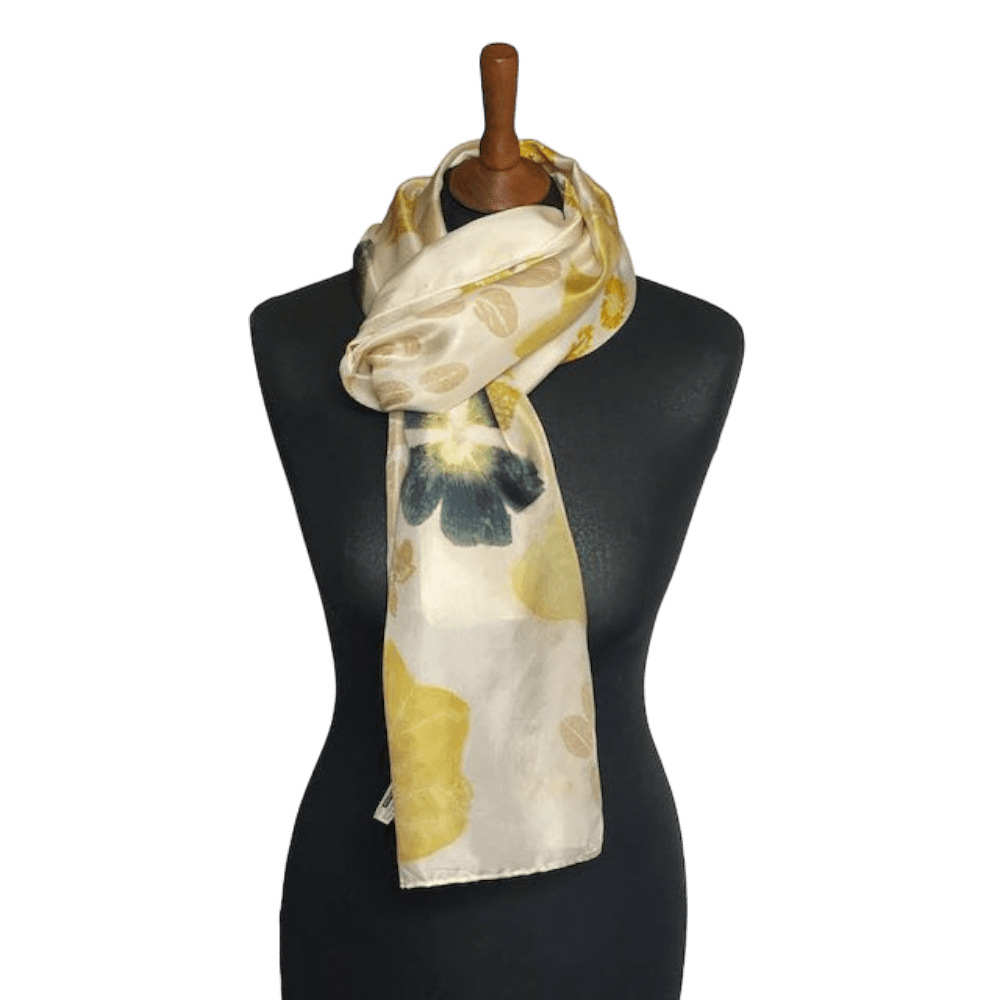 hollyhock flower silk twill scarf botanical prints 23202 marian may textile art