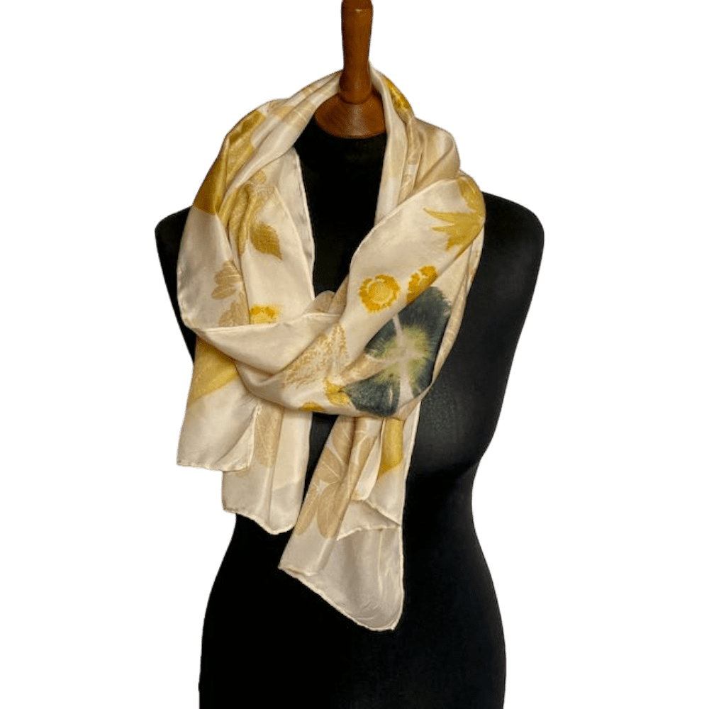 hollyhock flower silk twill scarf botanical prints 23202 marian may textile art