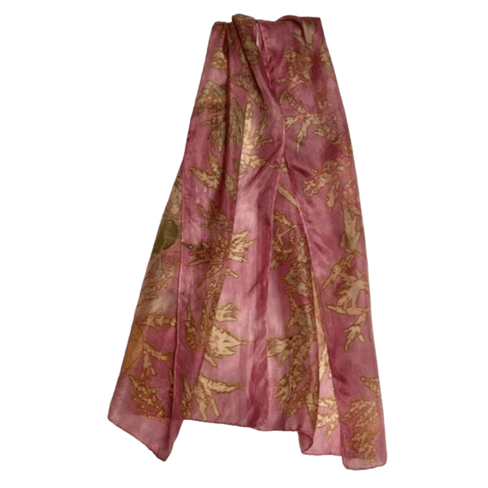 Damask rose silk scarf botanical prints 23128 marian may textile art