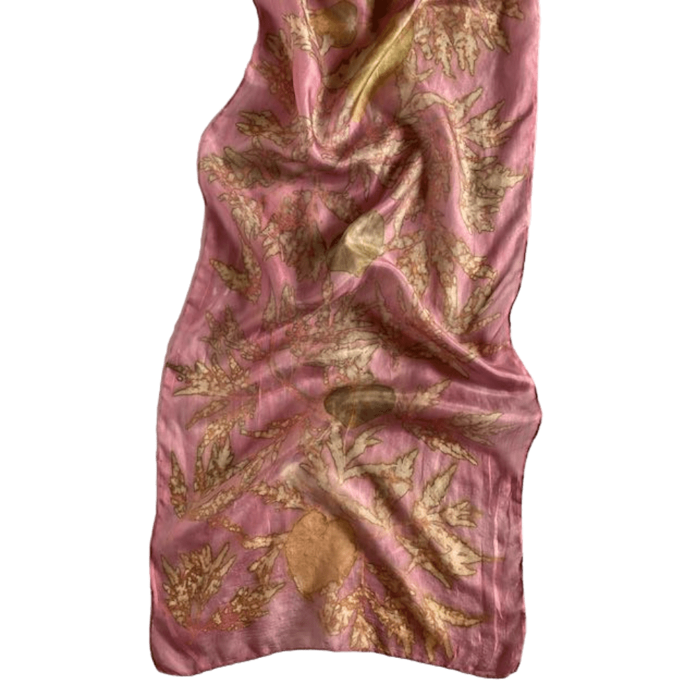 Damask rose silk scarf botanical prints 23128 marian may textile art