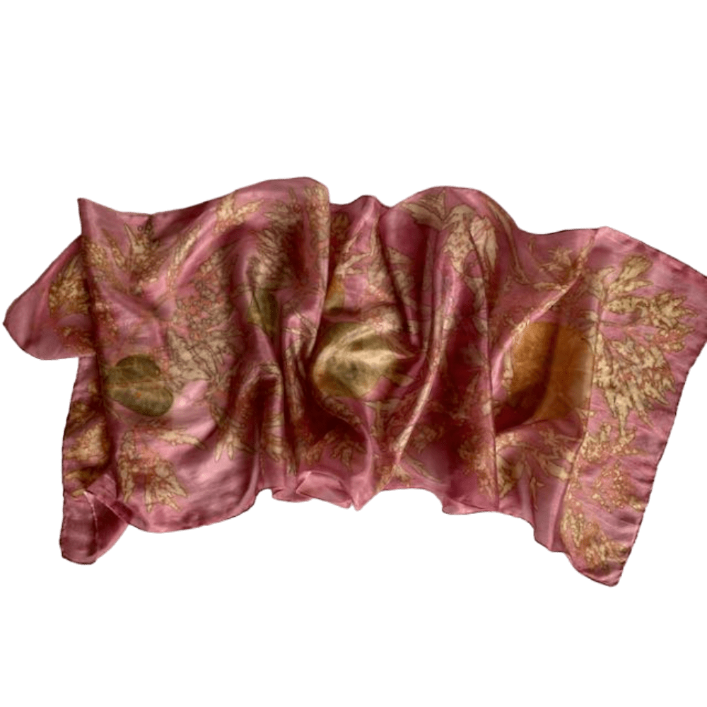 Damask rose silk scarf botanical prints 23128 marian may textile art