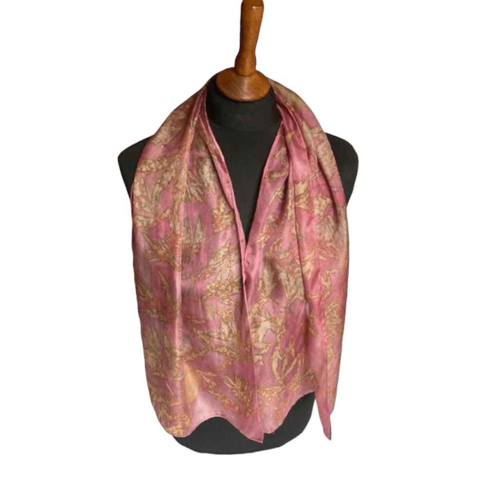 Damask rose silk scarf botanical prints 23128 marian may textile art