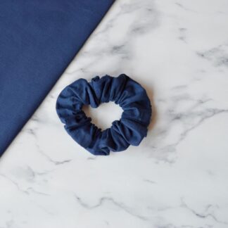 Plain navy cotton scrunchy