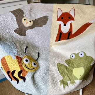 Four animals handmade cotton baby quilt
