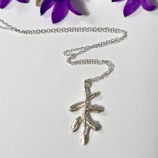 Silver leaf necklace, handmade, recycled silver