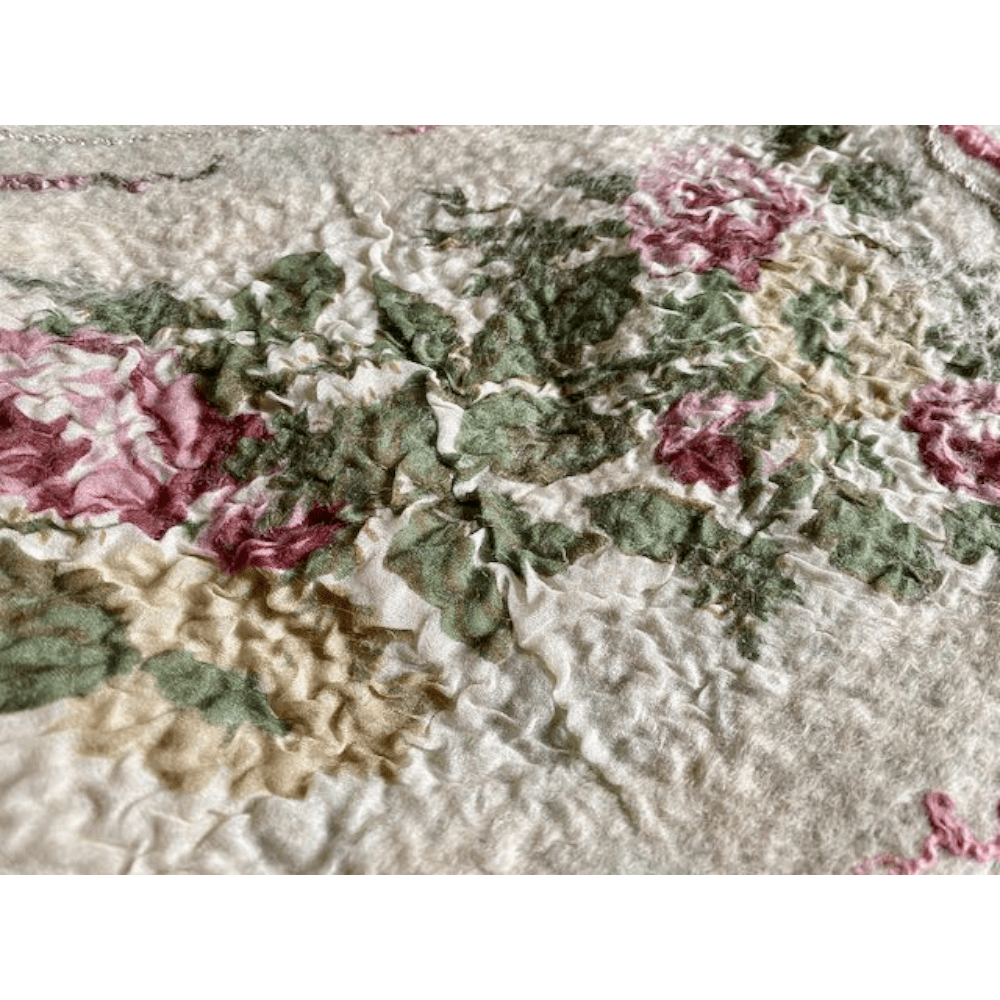 Vintage Rose neckwarmer wool and silk marian may textile art