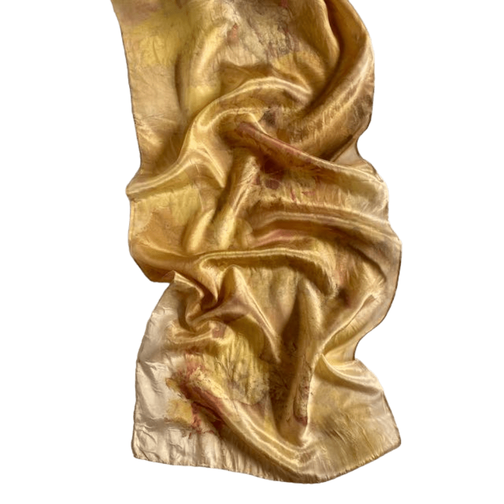 Midsummer Glow silk scarf botanically printed 210911 marian may textile art