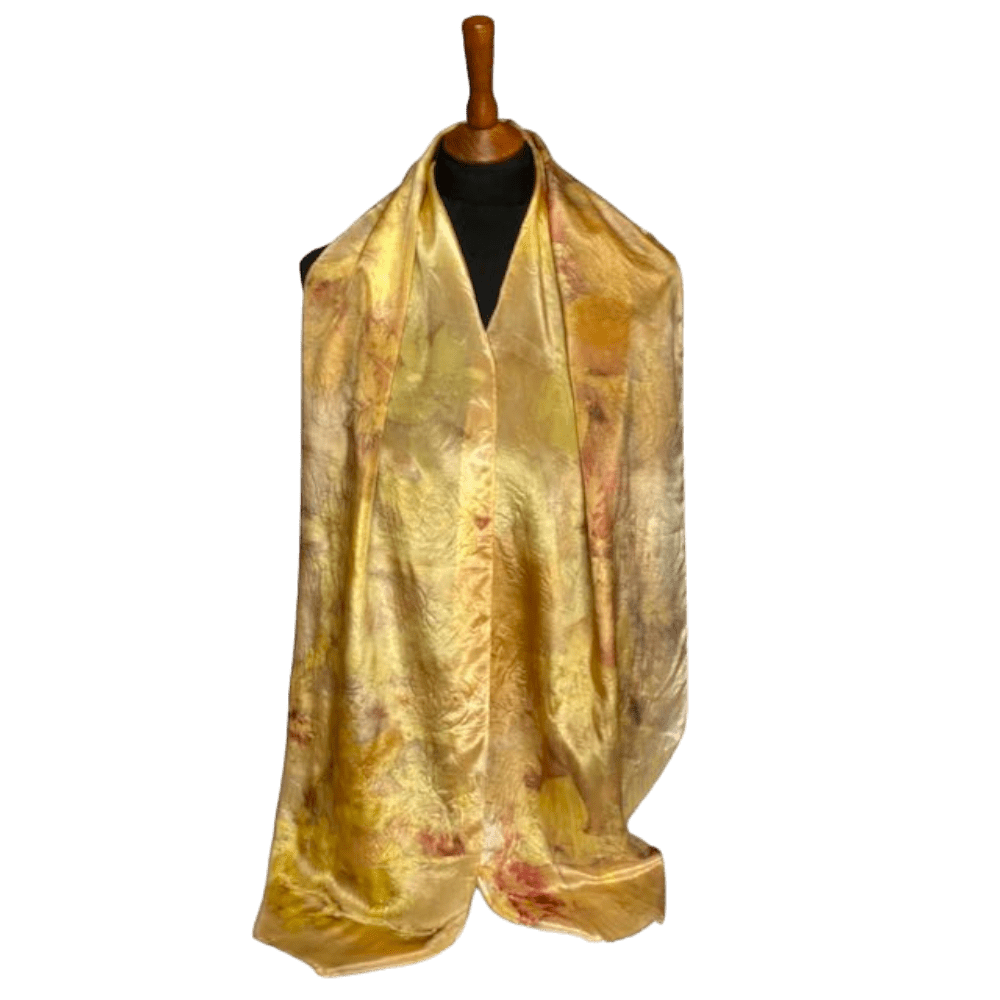 Midsummer Glow silk scarf botanically printed 210911 marian may textile art
