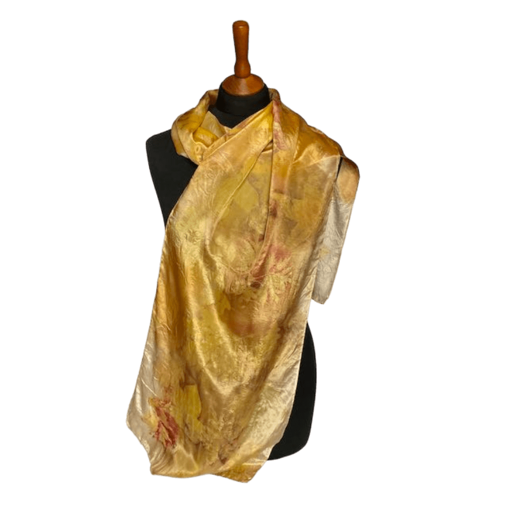 Midsummer Glow silk scarf botanically printed 210911 marian may textile art