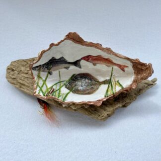 A handcrafted Decoupaged Oyster Shell