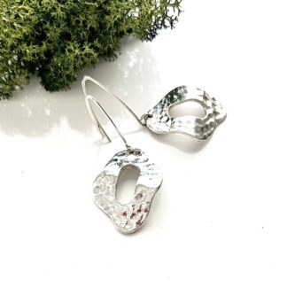 Fine Silver Hammered Drop Earrings