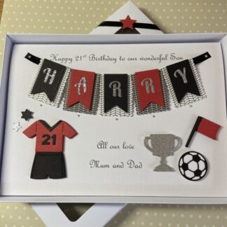 Personalised Handmade Football Birthday Card Gift Boxed Keepsake Son Grandson Husband 18 21 30 40 50 Any Age