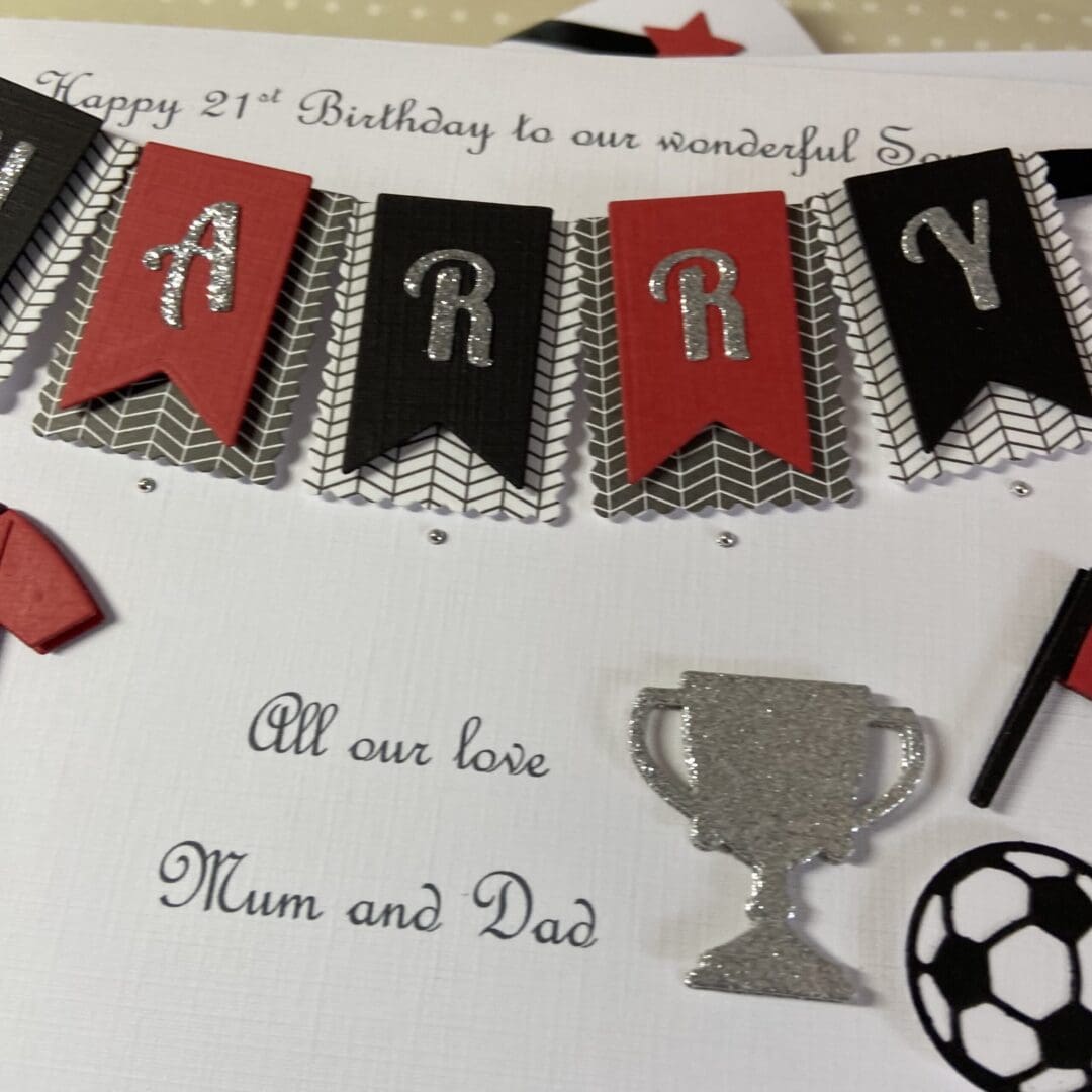Personalised Handmade Football Birthday Card Gift Boxed Keepsake Son Grandson Husband 18 21 30 40 50 Any Age - Image 4