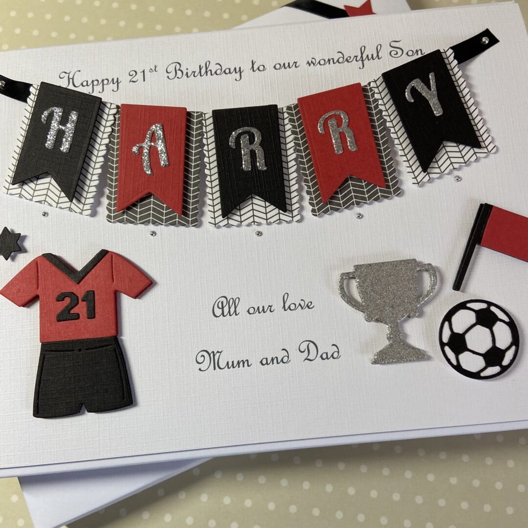 Personalised Handmade Football Birthday Card Gift Boxed Keepsake Son Grandson Husband 18 21 30 40 50 Any Age - Image 8