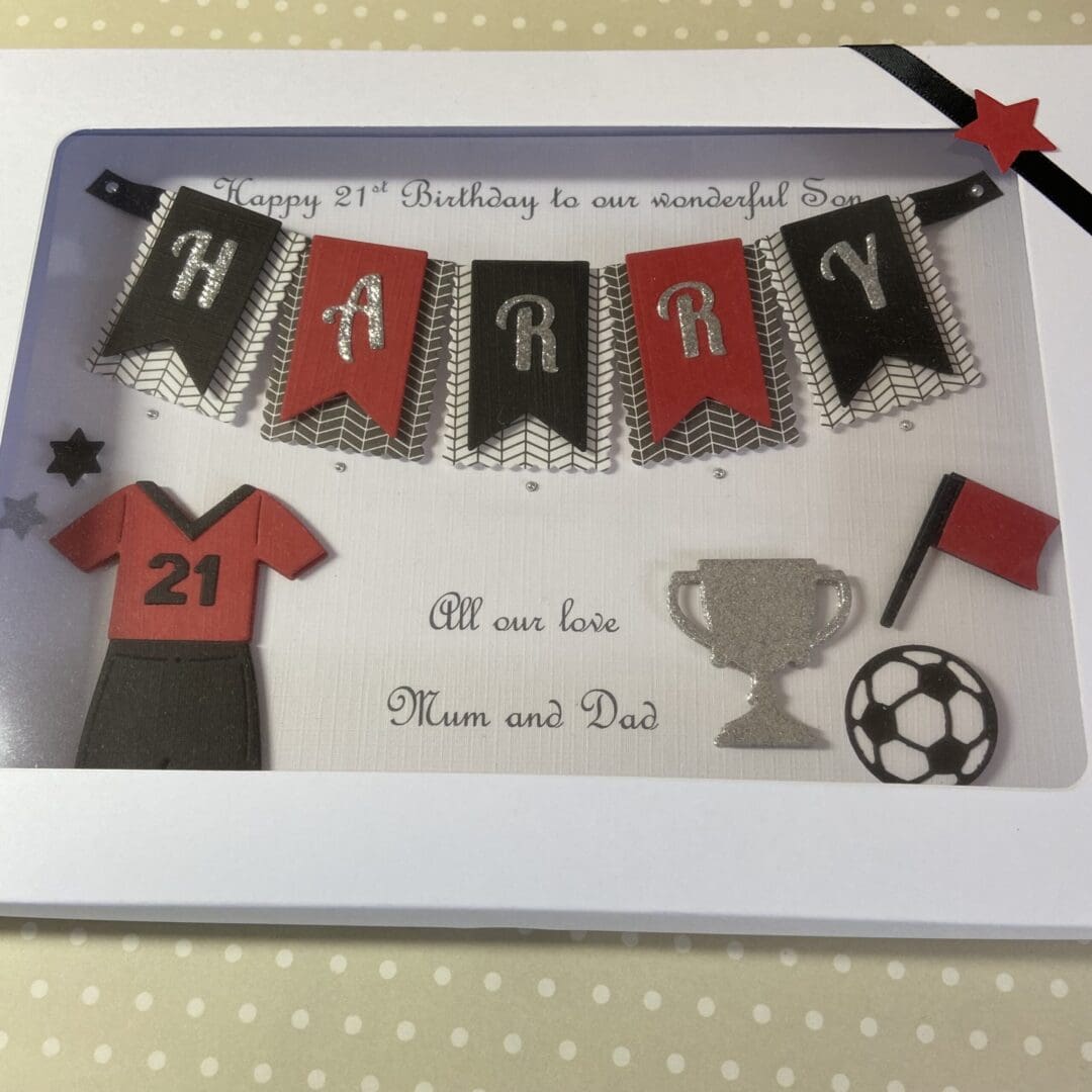 Personalised Handmade Football Birthday Card Gift Boxed Keepsake Son Grandson Husband 18 21 30 40 50 Any Age - Image 7