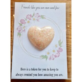 Pocket heart hug - pink resin - glitter