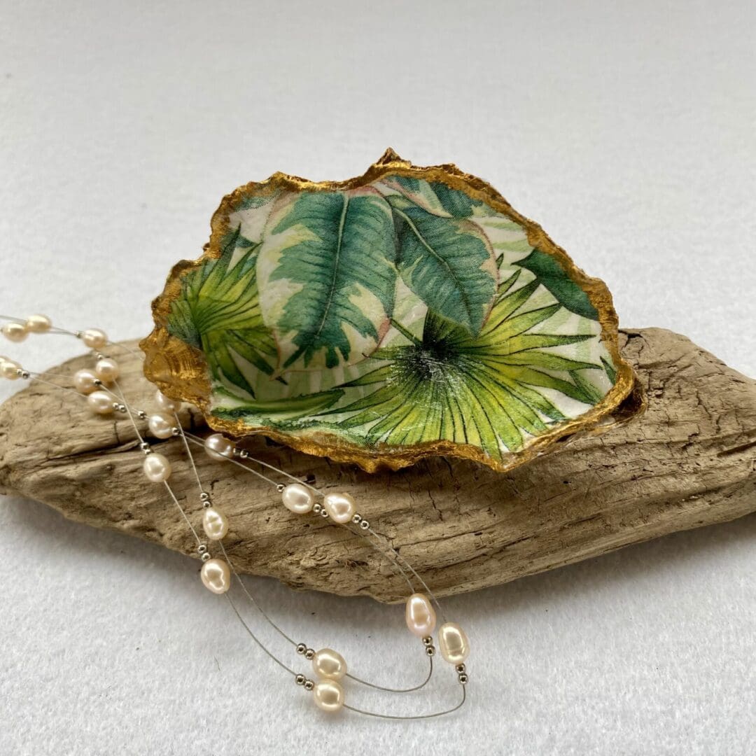A lovely handcrafted Decoupaged Oyster Shell