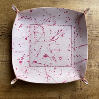 Pink hand painted leather valet tray