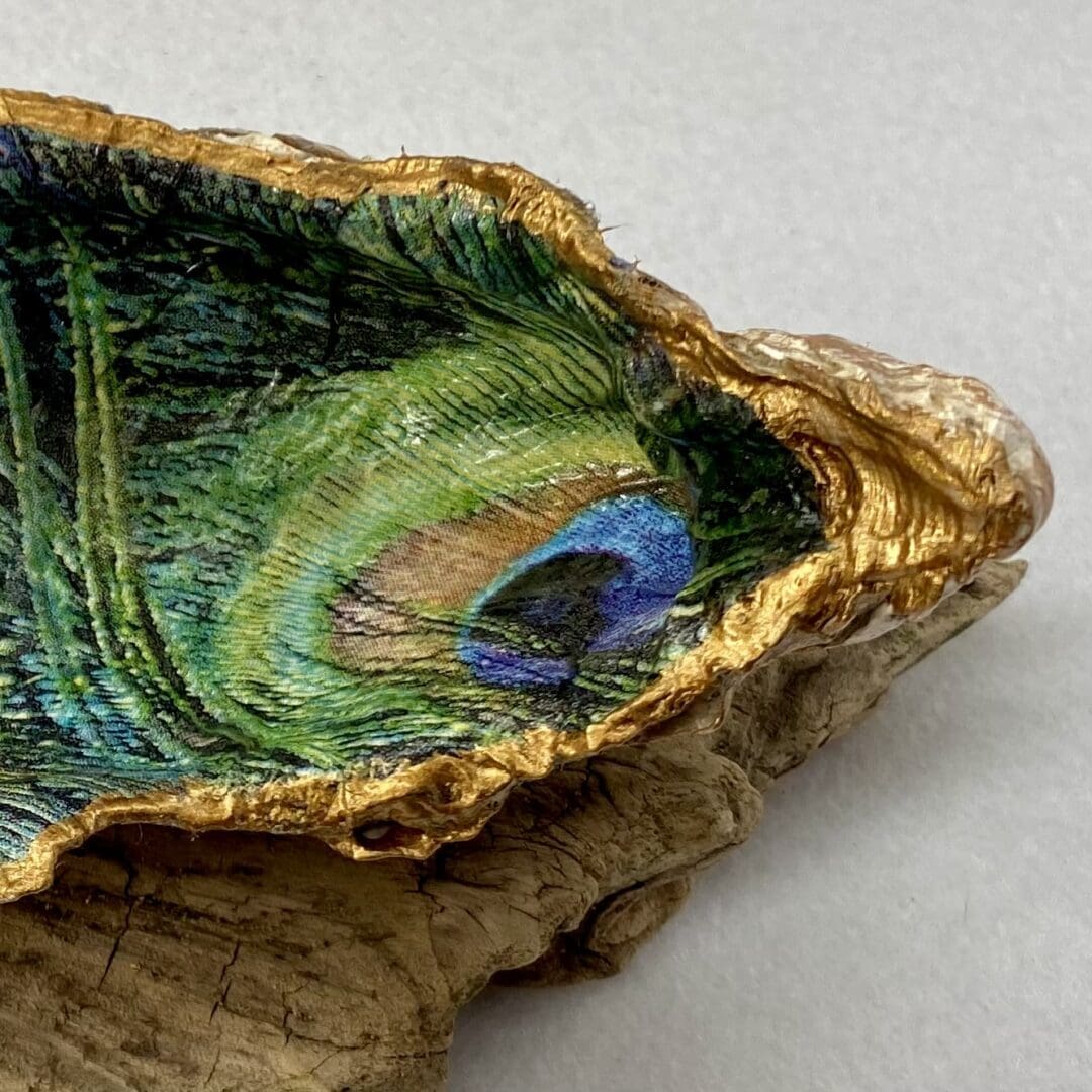 Large handcrafted Decoupaged Oyster Shell - Image 4