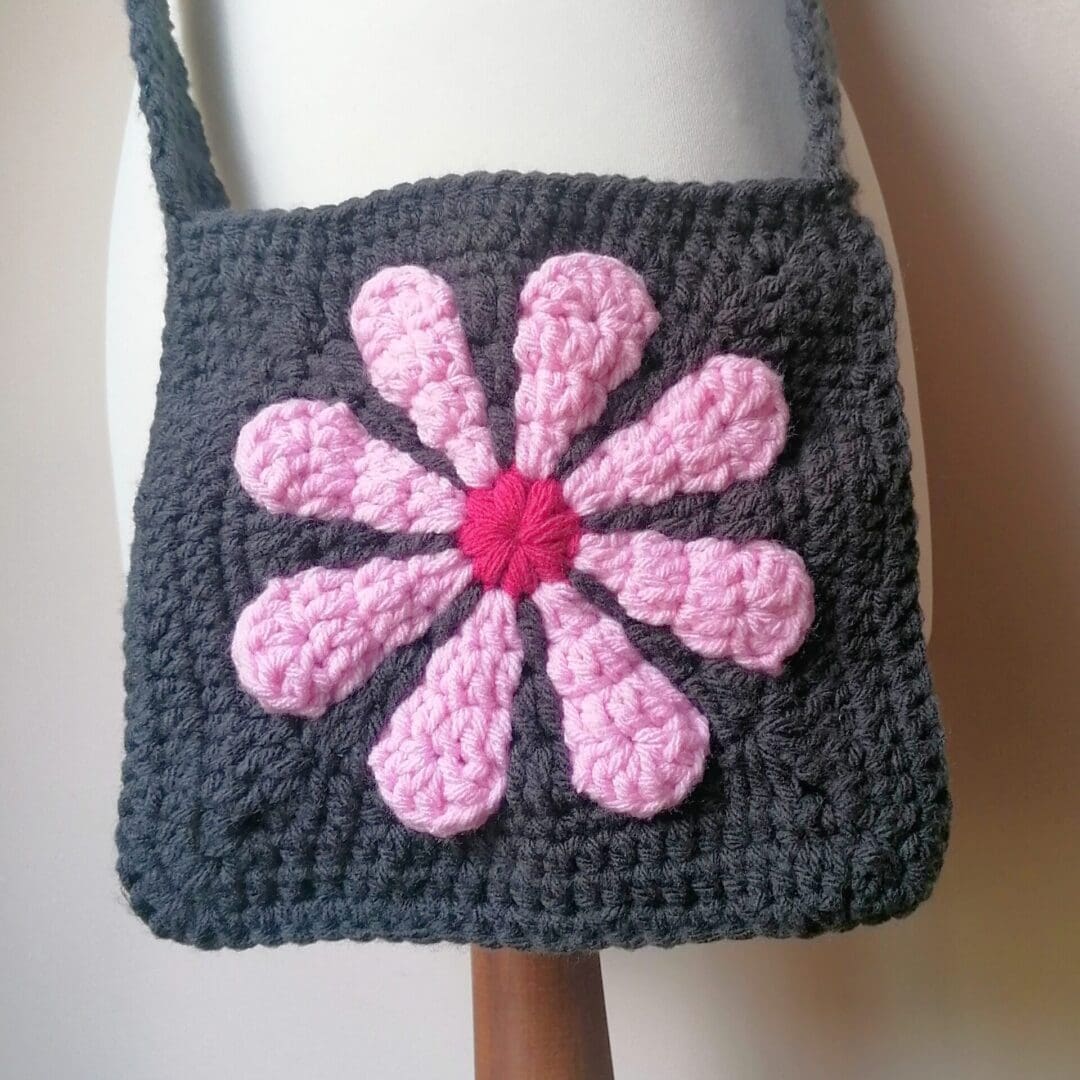 Retro flower bag pink grey