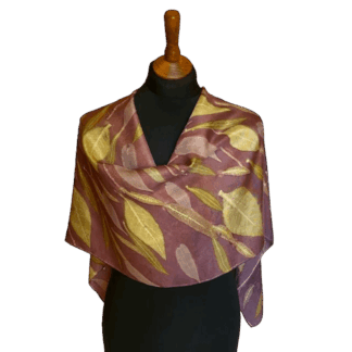 flurry-aubergine-silk-twill-scarf-botanically-printed-leaves-marian-may-textile-art-